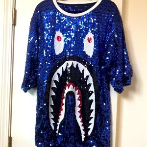 Blue Sequin T-shirt dress